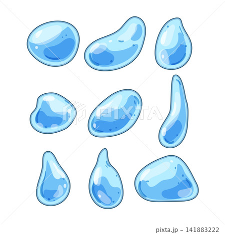 Water drops cartoon elements set on white Water drops cartoon elements set on white 141883222