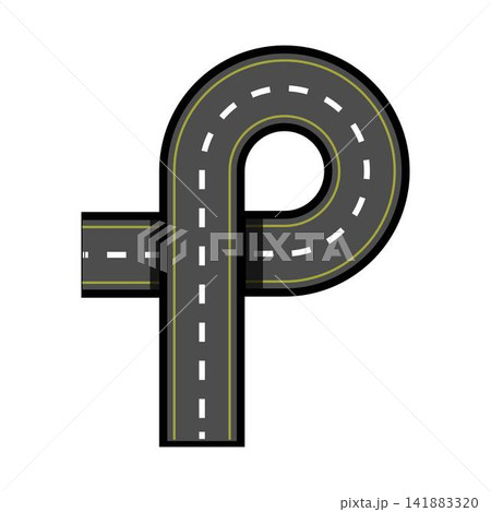 Winding road forming letter p illustration 141883320