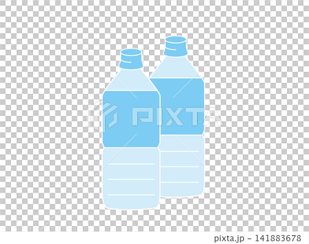 Emergency water supply: 2 PET bottles of stored water (illustration of drinking water for disaster preparedness) Emergency water supply: 2 PET bottles of stored water (illustration of drinking water for disaster preparedness) 141883678