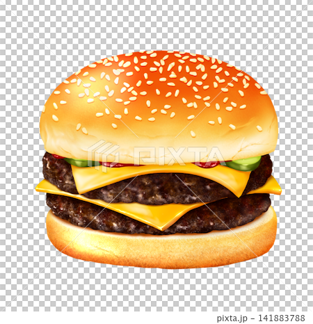 ゴマ付きバンズのダブルチーズバーガー 141883788