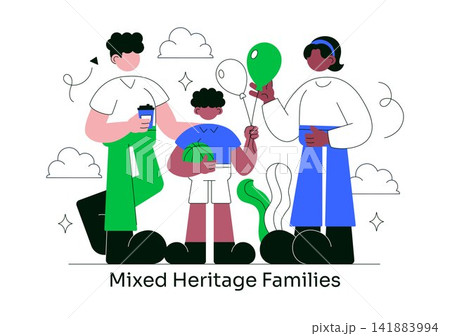 Mixed Heritage Families Vector Illustration Featuring Diverse Multicultural Parents and Children, Love, Unity, and Family Bonding Mixed Heritage Families Vector Illustration Featuring Diverse Multicultural Parents and Children, Love, Unity, and Family Bonding 141883994