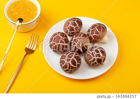 creative mushroom shaped steamed buns with sweet custard filling creative mushroom shaped steamed buns with sweet custard filling 141884257