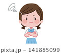 腕を組み渦巻きマークで悩む夏服制服姿の女子生徒イラスト 腕を組み渦巻きマークで悩む夏服制服姿の女子生徒イラスト 141885099