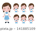 ポーズと表情バリエーション豊富な夏服制服姿の女子生徒イラストセット ポーズと表情バリエーション豊富な夏服制服姿の女子生徒イラストセット 141885109
