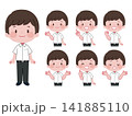 ポーズと表情バリエーション豊富な夏服制服姿の男子生徒イラストセット ポーズと表情バリエーション豊富な夏服制服姿の男子生徒イラストセット 141885110