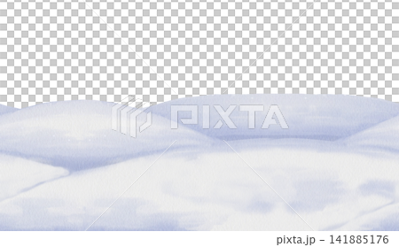 Watercolor illustration of blue and white snow covered hills. Seamless border with winter layered mounds designed as backdrop or landscape element. Repeat banner for Christmas holiday design Watercolor illustration of blue and white snow covered hills. Seamless border with winter layered mounds designed as backdrop or landscape element. Repeat banner for Christmas holiday design 141885176