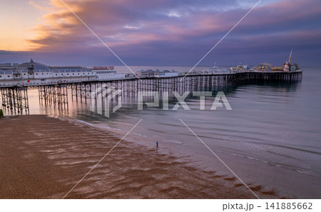 Drone shot of Brighton Pier at dawn Drone shot of Brighton Pier at dawn 141885662