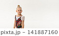 Portrait of child with cochlear implant during dance practice in studio. Banner with copy space. Hearing loss treatment, auditory rehabilitation, assistive medical device, emotional adaptation, and 141887160