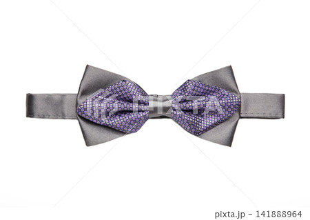 Elegant grey bow tie isolated on white background. 141888964