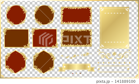A set featuring a gorgeous design with flowers and gold lines. A set featuring a gorgeous design with flowers and gold lines. 141889100