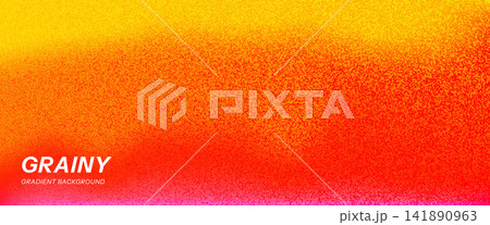 Warm sunset grainy background with airbrush texture for poster and presentation. Glowing orange melts into deep red on heavy gritty sunset grain. Vector abstract backdrop with radiant summer glow Warm sunset grainy background with airbrush texture for poster and presentation. Glowing orange melts into deep red on heavy gritty sunset grain. Vector abstract backdrop with radiant summer glow 141890963
