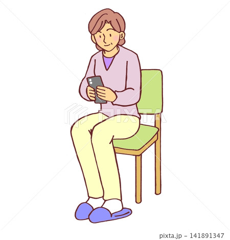 椅子に座って読書をする高齢女性 椅子に座って読書をする高齢女性 141891347