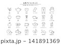 お茶・日本茶・紅茶のシンプル線画アイコンセット｜茶葉・茶器・ティータイム・ティードリンク 24種類	 141891369