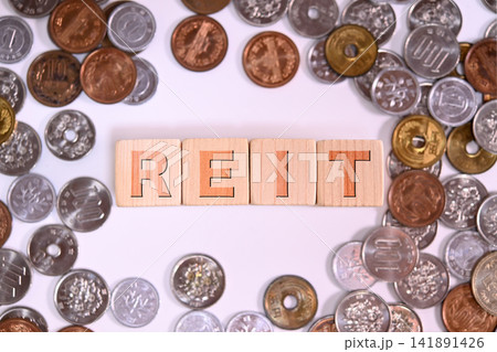 REITのテキストと日本円の硬貨 REITのテキストと日本円の硬貨 141891426