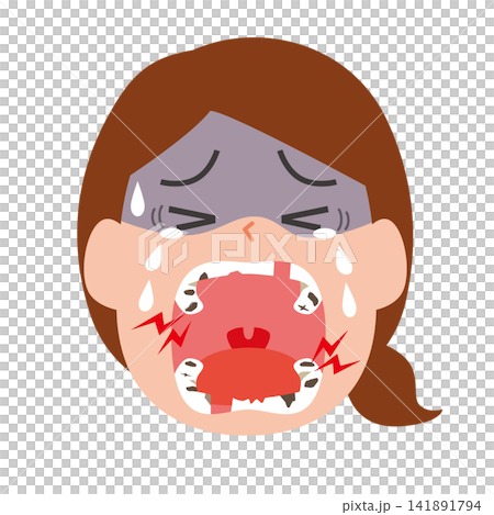 A woman crying from toothache. A woman crying from toothache. 141891794