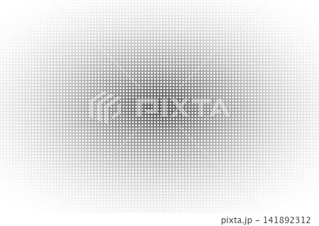 Vector abstract halftone grid background. Modern geometric radial gradient texture with minimalistic gray squares template for trendy monochrome pop art print, digital cover and banner Vector abstract halftone grid background. Modern geometric radial gradient texture with minimalistic gray squares template for trendy monochrome pop art print, digital cover and banner 141892312