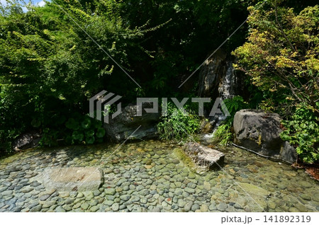 富山城址公園内の山渓を表現した池（富山城） 141892319