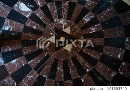 Marble mosaic floor with radial geometric pattern in historic Tangier building Marble mosaic floor with radial geometric pattern in historic Tangier building 141893740