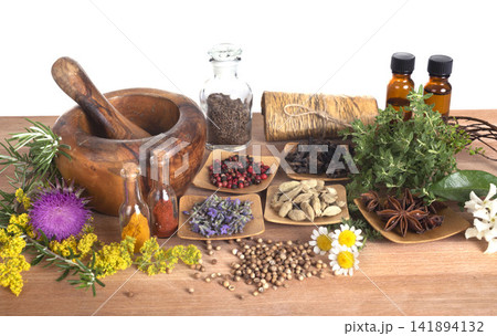 mortar and plants 141894132
