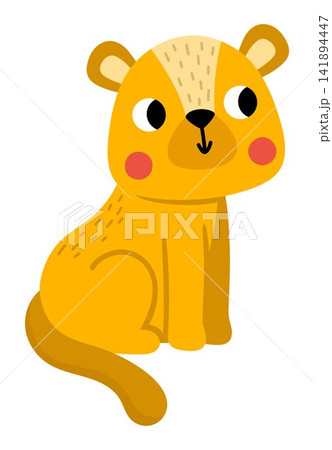 Vector cartoon lioness isolated on white background. Funny African or safari animal clipart. Cute savannah feminine lion icon for kids. Flat savanna element. Africa wildlife illustration Vector cartoon lioness isolated on white background. Funny African or safari animal clipart. Cute savannah feminine lion icon for kids. Flat savanna element. Africa wildlife illustration 141894447