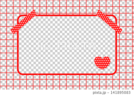Hand-drawn style grid memo frame, red, with hearts and masking tape. Hand-drawn style grid memo frame, red, with hearts and masking tape. 141895083