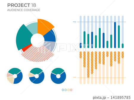 Coverage audience data charts in color. Vector elements charts. Coverage audience data charts in color. Vector elements charts. 141895785