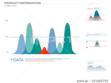 Global data charts in color. Vector elements charts. Global data charts in color. Vector elements charts. 141895792