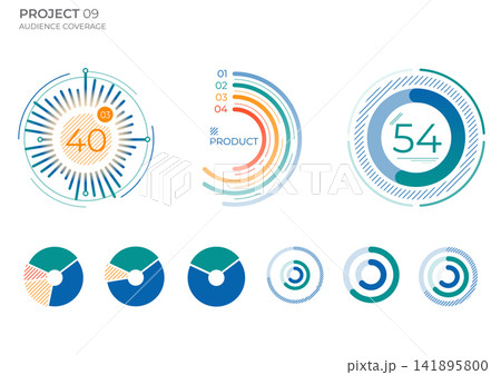Finance elements commercial pie charts. Modern visual vector illustration. Finance elements commercial pie charts. Modern visual vector illustration. 141895800
