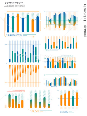 Business elements charts in color. Vector illustration. Business elements charts in color. Vector illustration. 141896014
