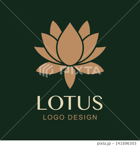 Vector Simple Lotus Logo Design. Minimal Luxury Flower Symbol for Spa, Wellness, Yoga, Beauty Brand, Natural Cosmetics, Health, Meditation Studios. Gold Lotus Symbol Vector Simple Lotus Logo Design. Minimal Luxury Flower Symbol for Spa, Wellness, Yoga, Beauty Brand, Natural Cosmetics, Health, Meditation Studios. Gold Lotus Symbol 141896303