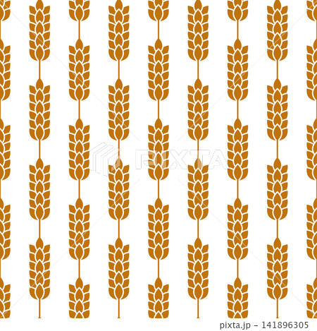 Vector Seamless Pattern with Agriculture Wheat and Cereal Ears on White Background. Organic Wheat, Rice Ear Design Template. Bread, Beer Packaging, Farming, Organic Food Concepts Vector Seamless Pattern with Agriculture Wheat and Cereal Ears on White Background. Organic Wheat, Rice Ear Design Template. Bread, Beer Packaging, Farming, Organic Food Concepts 141896305