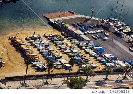 Yacht club with large number of boats, yachts, sailboat Yacht club with large number of boats, yachts, sailboat 141896338