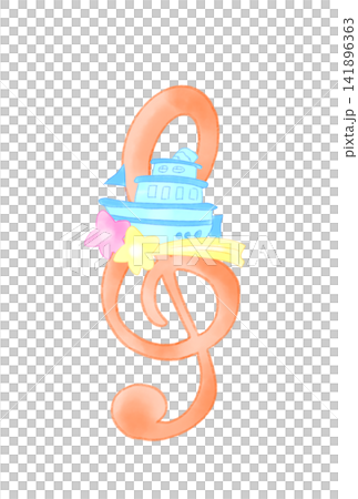 A musical note with a fairytale-like boat A musical note with a fairytale-like boat 141896363