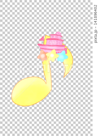 A musical note with a fairytale-like boat A musical note with a fairytale-like boat 141896402