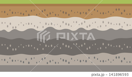 Cross section of ground soil layers showing geological strata underground Cross section of ground soil layers showing geological strata underground 141896593