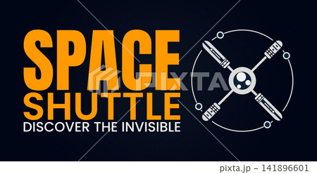 Space shuttle exploration science poster with abstract mechanical element 141896601