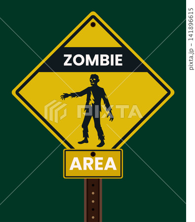Zombie area warning sign for horror theme with apocalypse, illustration Zombie area warning sign for horror theme with apocalypse, illustration 141896615