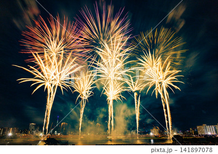 夜空に広がる黄金の花火 夜空に広がる黄金の花火 141897078
