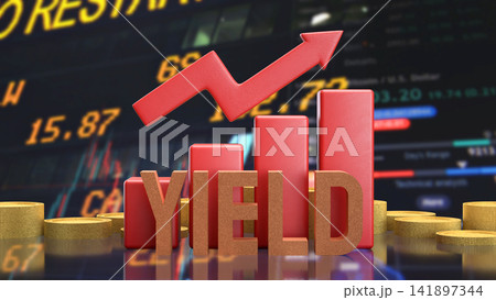 Rising Investment Yield Concept with Stock Market Growth Chart 3d  render. 141897344