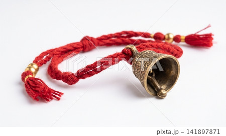Traditional indian rakhi bracelet with brass bell charm bracelet festival tradition religious ceremony celebration wristband handmade blessing connection protection adornment accessory Traditional indian rakhi bracelet with brass bell charm bracelet festival tradition religious ceremony celebration wristband handmade blessing connection protection adornment accessory 141897871