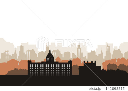 India Skyline Silhouette. Urban landscape vector background. Modern cityscape horizontal banner. India Skyline Silhouette. Urban landscape vector background. Modern cityscape horizontal banner. 141898215