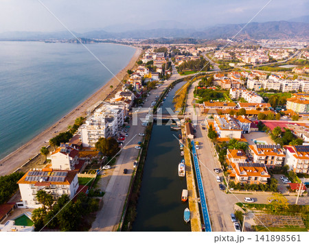 Aerial view of coastal area of Fethiye city in Turkish Riviera Aerial view of coastal area of Fethiye city in Turkish Riviera 141898561