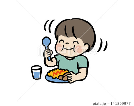 健康的な食事を楽しむ子どものイラスト｜食育・栄養・健康 141899977