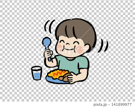 健康的な食事を楽しむ子どものイラスト｜食育・栄養・健康 141899977