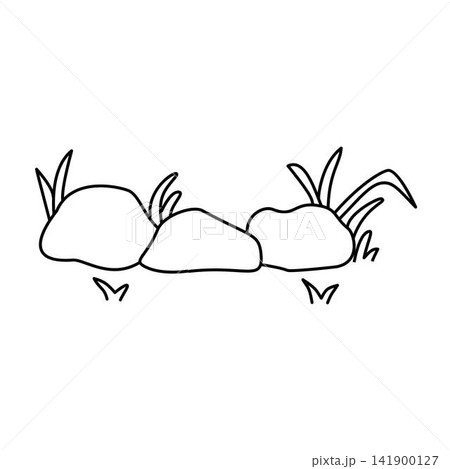 hand drawn rocks and grass illustration nature hand drawn rocks and grass illustration nature 141900127