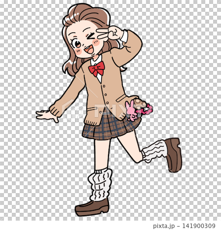 An illustration of a Heisei-era gal making a peace sign. An illustration of a Heisei-era gal making a peace sign. 141900309