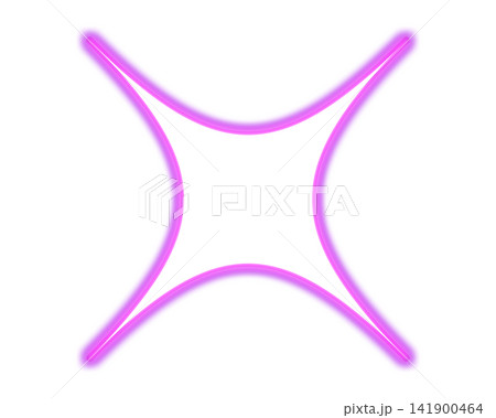 ピンク色に光るネオン風のキラキラアイコンと輝く星のイラスト素材 141900464