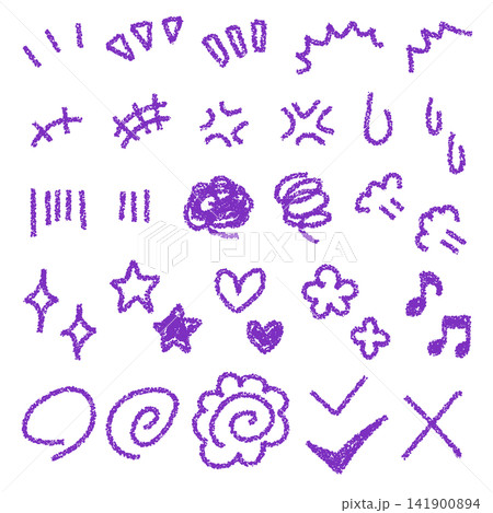 クレヨン素材 手描きのいろいろなあしらいセット 141900894