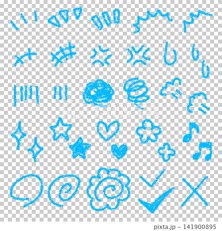Crayon-style hand-drawn embellishment set Crayon-style hand-drawn embellishment set 141900895