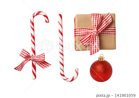 Christmas set. Colorful decorations highlight joy and anticipation for New Year 2027, PNG 141901059